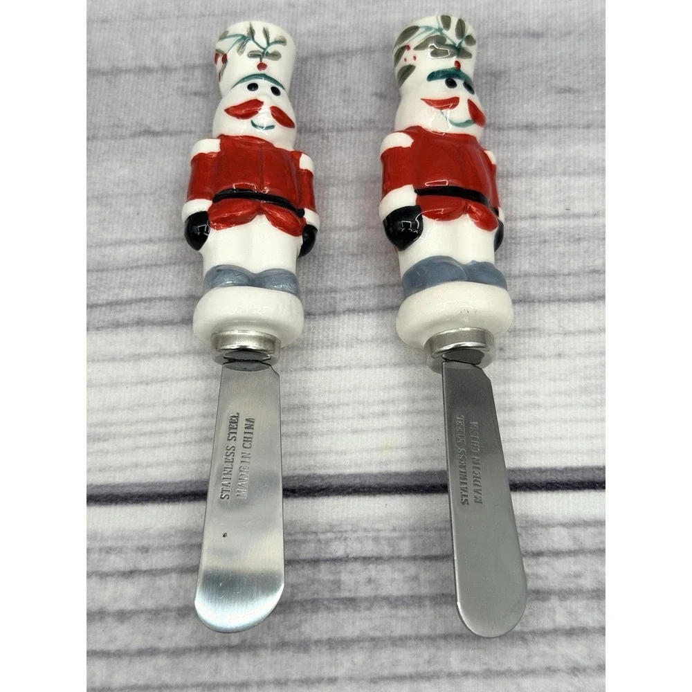 LOT OF 4 PFALTZGRAFF WINTERBERRY CHEESE SPREADERS - STOCKINGS / NUTCRACKERS